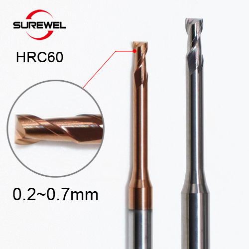 2 Flute Long Neck Micro End Mill 0.2mm~0.7mm